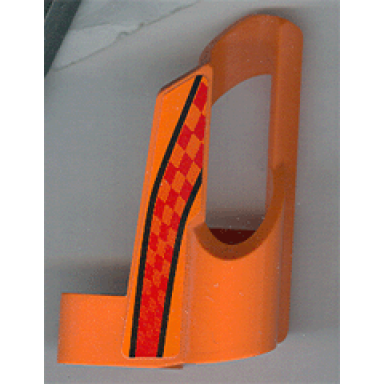orange technic panel fairing 6 small short large hole side b with black curved lines red checkered pattern sticker - set 8473