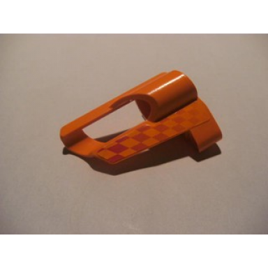 orange technic panel fairing 6 small short large hole side b with red checkered pattern sticker - set 8473