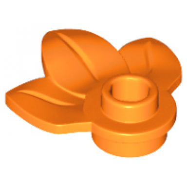 orange plant plate round 1 x 1 with 3 leaves