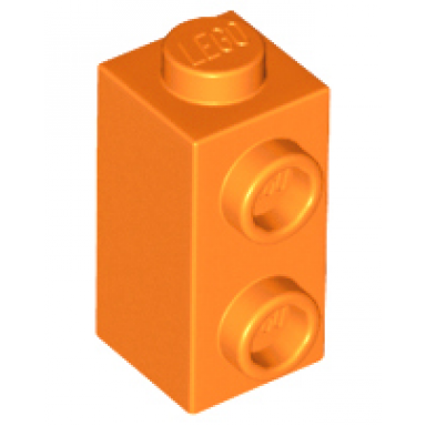 orange brick modified 1 x 1 x 1 2 3 with studs on side