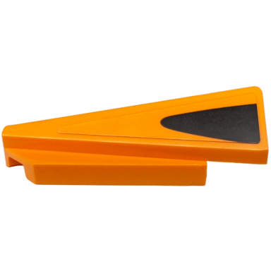 orange wedge 5 x 1 x 1 1 3 with 4 x 1 base left with black triangle with rounded end window frame pattern sticker - set 76918