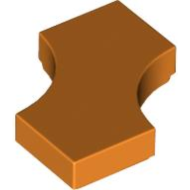 orange tile modified 2 x 2 with 2 1 x 1 curved cutouts double arrow