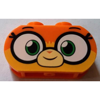orange brick modified 1 x 3 with round ends with large eyes and smile pattern dr fox