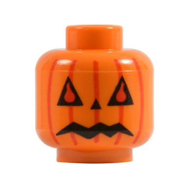 orange minifigure head pumpkin jack o lantern pattern