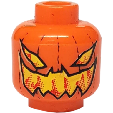orange minifigure head pumpkin jack o lantern evil pattern