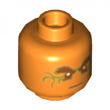 orange minifigure head dark orange eyebrows mouth and eyes with gold fractures pattern cole