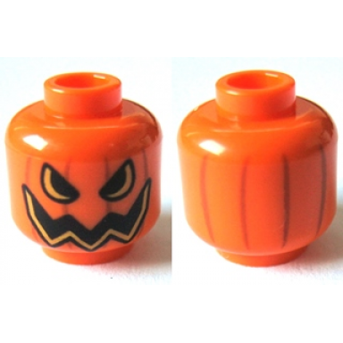 orange minifigure head pumpkin jack o lantern open semicircular eyes with vertical lines on back pattern