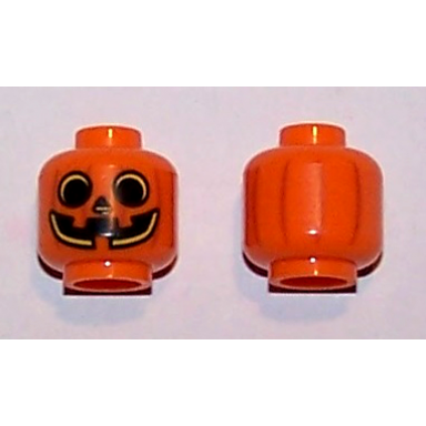 orange minifigure head pumpkin jack o lantern with yellow outlines pattern bam