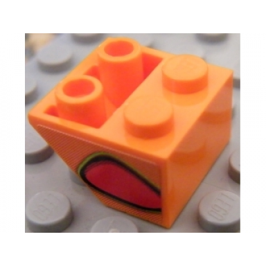 orange slope inverted 45 2 x 2 with flat bottom pin with red flame bubble pattern model left side sticker - set 8484