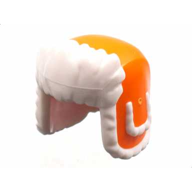 orange minifigure headgear ushanka hat with molded white fur lining pattern