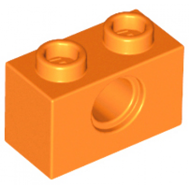 orange technic brick 1 x 2 with hole
