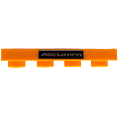 orange plate 1 x 4 with black and silver mclaren logo upside down pattern