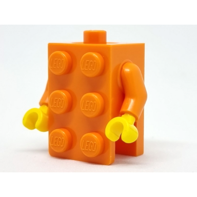 orange torso 2 x 3 brick costume orange arms yellow hands bam