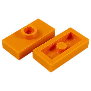 orange plate modified 1 x 2 with 1 stud without groove jumper