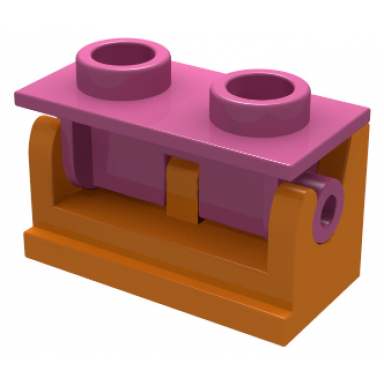 orange hinge brick 1 x 2 with dark pink top plate 3937 3938