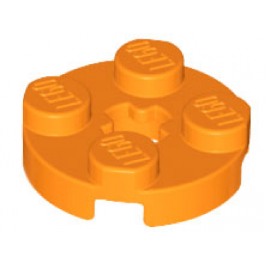 orange plate round 2 x 2 with axle hole