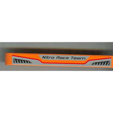 orange technic liftarm thick 1 x 9 with nitro race team and 2 vents pattern sticker - set 8473
