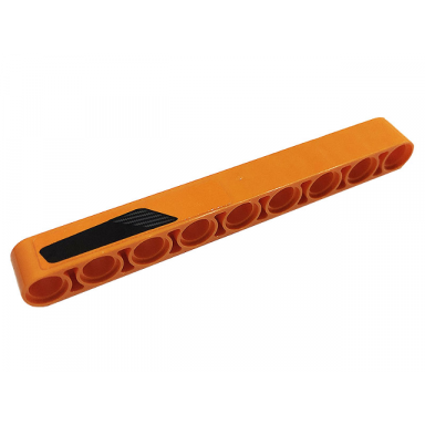 orange technic liftarm thick 1 x 9 with black grille air vent pattern model left side sticker - set 42093