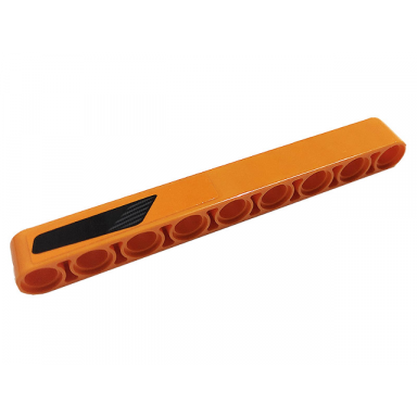 orange technic liftarm thick 1 x 9 with black grille air vent pattern model right side sticker - set 42093