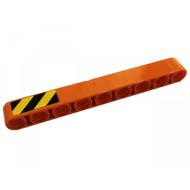 orange technic liftarm thick 1 x 9 with black and yellow danger stripes pattern side a sticker - set 42128
