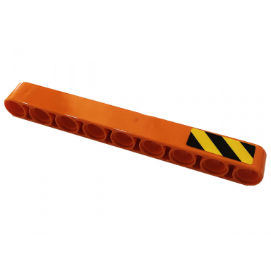 orange technic liftarm thick 1 x 9 with black and yellow danger stripes pattern side b sticker - set 42128