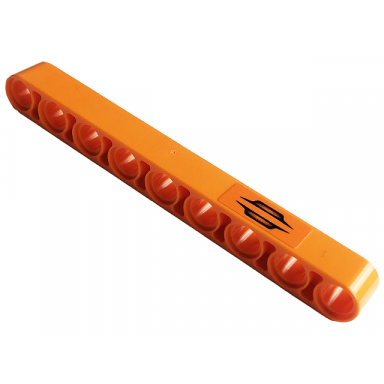 orange technic liftarm thick 1 x 9 with black door handle pattern model back sticker - set 42126