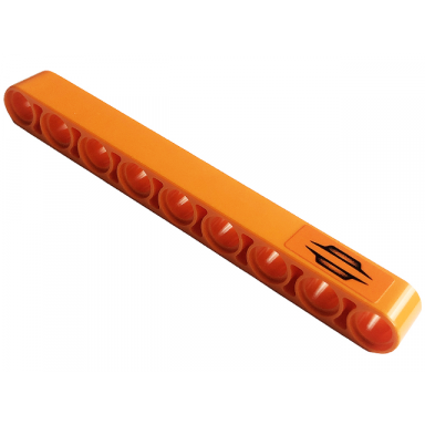 orange technic liftarm thick 1 x 9 with black door handle pattern model front sticker - set 42126