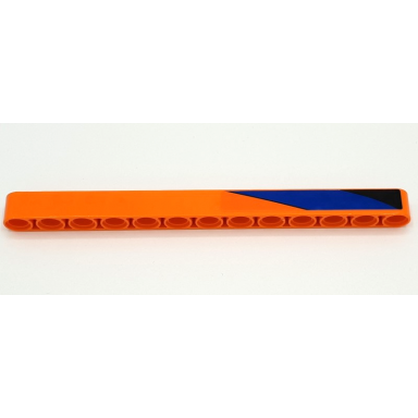 orange technic liftarm thick 1 x 13 with black and blue diagonal stripes pattern model left side sticker - set 42141