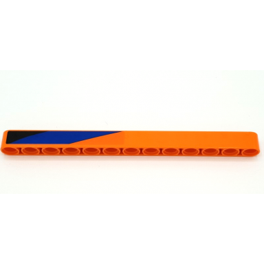 orange technic liftarm thick 1 x 13 with black and blue diagonal stripes pattern model right side sticker - set 42141
