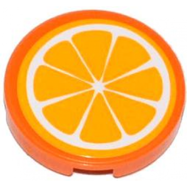 orange tile round 2 x 2 with orange fruit slice pattern sticker - set 41035