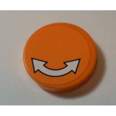 orange tile round 2 x 2 with white curved arrow double pattern sticker - set 60062