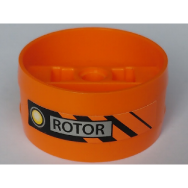 orange cylinder 4 x 4 x 1 2 3 with pin holes and center bar with rotor pattern sticker - set 8969