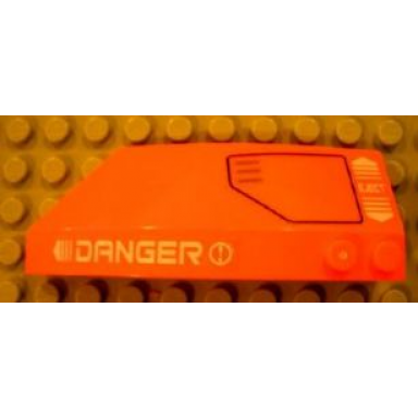 orange wedge 8 x 3 x 2 open right with white danger and eject black hatch pattern stickers - set 7706