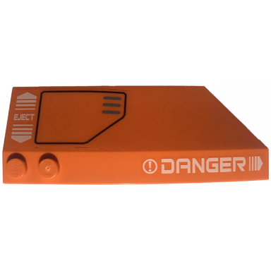 orange wedge 8 x 3 x 2 open left with white danger and eject black hatch pattern stickers - set 7706