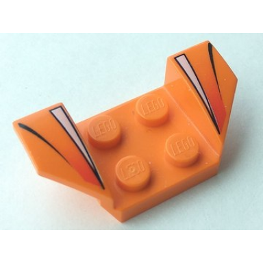 orange vehicle mudguard 2 x 4 with flared wings with white triangles black curved lines red fade pattern
