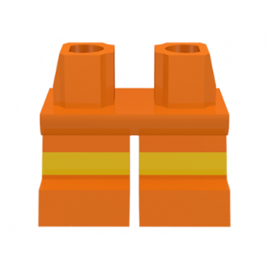 orange legs short with molded horizontal yellow stripes pattern