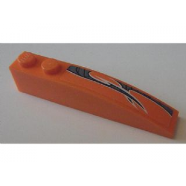 orange slope curved 6 x 1 with black and silver pattern model right side sticker - set 8162