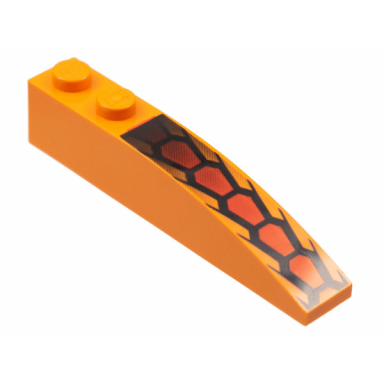 orange slope curved 6 x 1 with repeating red and black hexagonal scale pattern
