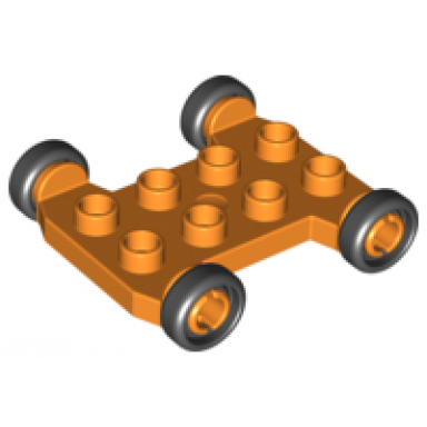 orange duplo cement mixer base 2 x 4 with axle extensions and black wheels