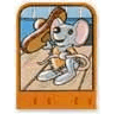 orange story builder happy home card with mouse and hot dog pattern