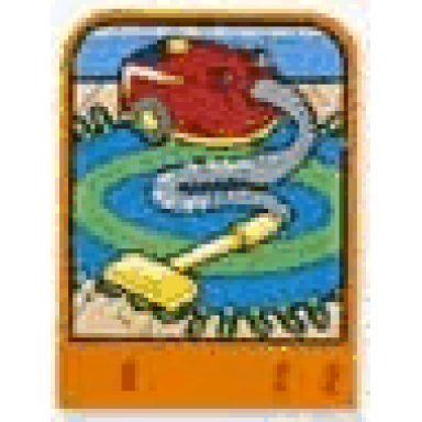 orange story builder happy home card with vacuum cleaner pattern