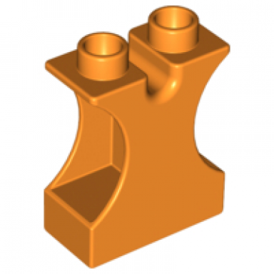 orange duplo brick 1 x 2 x 2 with side cutouts and channel in top