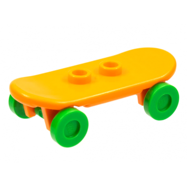 orange minifigure utensil skateboard deck with bright green wheels 42511 2496
