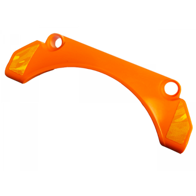 orange technic panel car mudguard arched 9 x 2 x 3 straight top with yellow flames pattern model left side stickers - set 42135