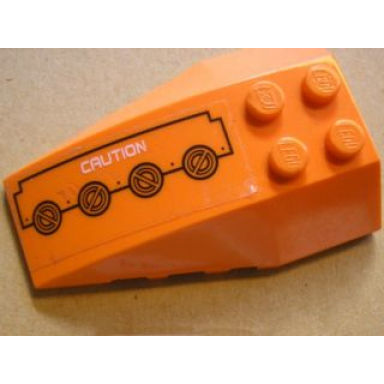 orange wedge 6 x 4 triple curved with caution and circuitry pattern left sticker - set 7706
