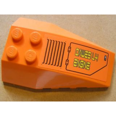 orange wedge 6 x 4 triple curved with air intake and dawes l4 engine pattern model left sticker - set 8634