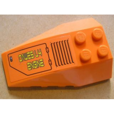 orange wedge 6 x 4 triple curved with air intake and dawes l4 engine pattern model right sticker - set 8634