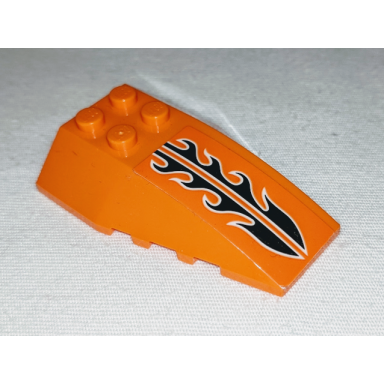 orange wedge 6 x 4 triple curved with black and white flames pattern sticker - set 60178