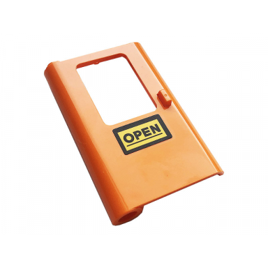orange door 1 x 4 x 5 train left thick support at bottom with black open on yellow background pattern sticker - set 60258