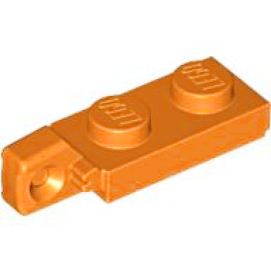 orange hinge plate 1 x 2 locking with 1 finger on end undetermined type